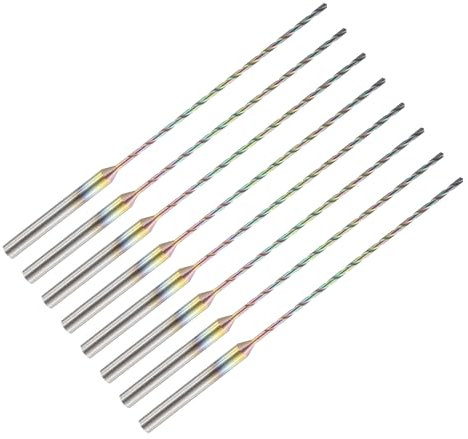 sourcing map 8Pcs 0.8mm Micro Engraving Drill Bits, 2.35mm Shank High-Speed Steel with Quenching Process Mini Twist Drill bit for DIY Resin, Amber and Wood