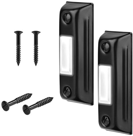 2pcs Doorbell Button, Lighted Wired Door Bell Push Wall Mount Wired Doorbell Button Black Garage Door Wall Opener Button with 4 Screws Replacement for Home Warehouse
