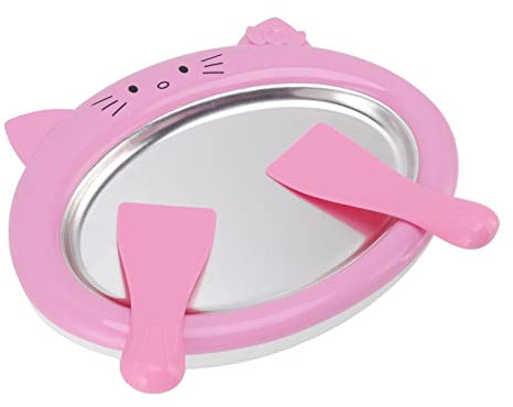 QXIWAOE Placa para Hacer Helados, máquina de Yogur Frito de Estilo Lindo con Limpieza Directa para Cocina (Rosa) (Rosa)