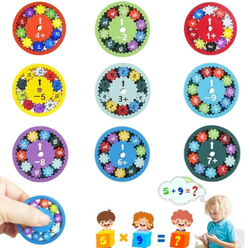 9 Stück Mathe Fidget Spinner,Kinder Addition Und Subtraktion Spielzeuge Mathematik-Lernspielzeug,Stressabbau Mathe Spiel Spinner,Verbesserung Der Eltern-Kind-Interaktion
