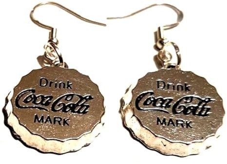 Vintage-Style Fizzy Drink Bottle Top Earrings on Sterling Silver Hooks, Mixer Drink Earrings, Bar Staff Jewelry
