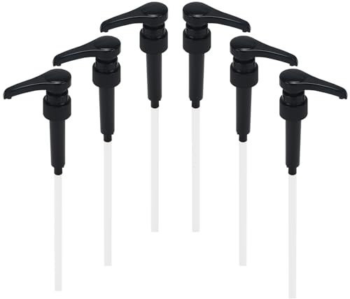 Minnhua 6 Pièces Distributeur Sirop pour Ouvertures Bouteilles 2,5 cm, Pompes à Sirop avec 6 Pailles Découpables, Réutilisable Distributeur Sirop Pompe, Distributeur Sirop Cafe (Noir)