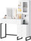 YITAHOME Dressing Table,Makeup Vanity Table with Side Cabinet,More Storage Space,Makeup Desk with Adjustable Brightness LED Light & Power Outlet,White