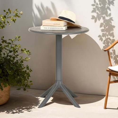 IDIMEX Gartentisch LUZ 60 cm Durchmesser grau - runder Balkontisch aus Polypropylen, Kleiner Outdoor-Tisch wetterfest & robust, Beistelltsich Garten
