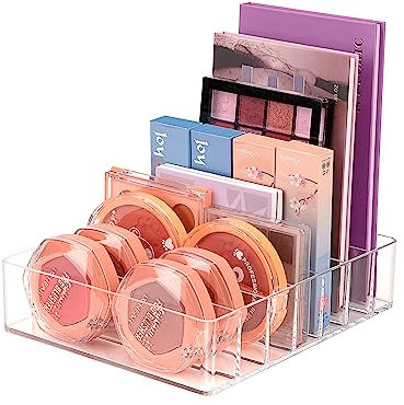 Jesustree Lidschatten Paletten Organizer, 7 Fächern Make-up Palette Halter, Kunststoff Kosmetik Aufbewahrung für Badezimmer Schminktisch Eitelkeit Arbeitsplatte Schlafzimmer, Transparent