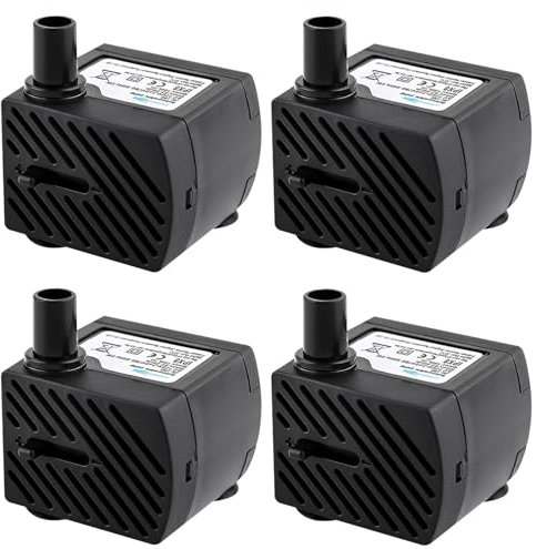 Pompa per acquario, mini pompa dell'acqua, 4 pezzi (180 l/h, 3 W), pompa acqua, pompa acquario, pompa ultra silenziosa, con hub alto, per acquari, stagno, fontane, statue, idroponica