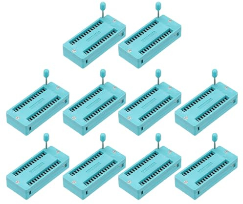 sourcing map 10Pcs Universal IC Test ZIF Socket 28 Pin 2.54mm Pitch DIP Integrate Socket for Microcontroller, Chip, Breadboard