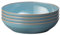 Denby - Azure Coupe Set of 4 Pasta Bowls - 1050ml Capacity - Dishwasher & Microwave Safe Ceramic Crockery - Blue Glaze Bowl Set for Dinner, Rice - Chip & Crack Resistant Stoneware - L22xW22xH5cm