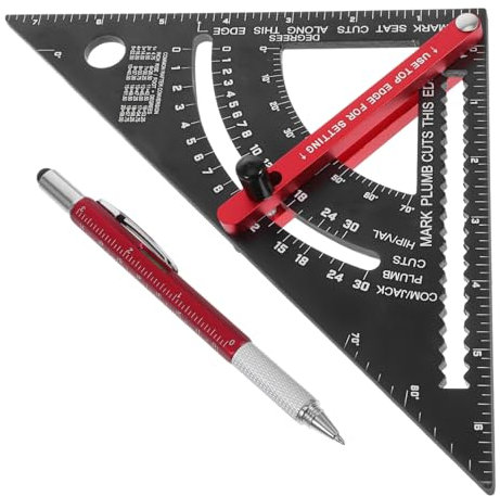 ASAKKURA 2 Teiliges Bewegliches Lineal Set, Troika Stift, Lineale, Zimmermannswerkzeug, Kleiner, Wasserwaage, Stift, Kombi Gadgets, Stift Für Opa, Zimmermannswinkel, Ingenieurstift,