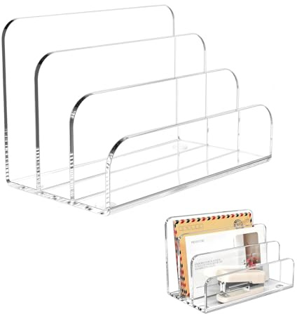 Taicols Acryl Briefhalter, 3 Fächer Brief Organizer, Kartenständer aus Acryl, Transparenter Dokumentenhalter für Büro, Schreibtisch Organizer Briefständer für Notizzettel, Visitenkarte und Postkarte