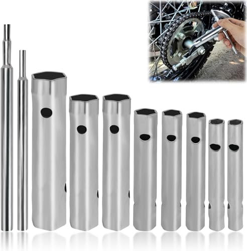 BANTI Rohrsteckschlüsselsatz Rohrsteckschlüssel 10-tlg Zündkerzenschlüssel Set 6-22 mm Steckschlüssel Doppelsteckschlüssel Rohrschlüssel für Spüle Wasserhahn Installation Reparatur