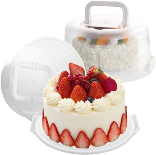 LDXDRU 2 Pack Cake Carrier with Handle, Plastic Cake Containers