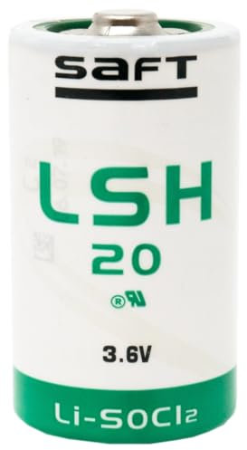 Saft LSH20 Lot de 5 Piles au Lithium 3,6 V 13 Ah - Type D, Li-SOCl₂, Haute Puissance, impulsions jusqu'à 4 A, Plage Thermique extrême, pour télématique, sécurité et Mesure Industrielle