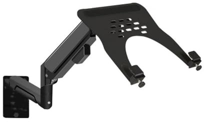 Support de moniteur, Bras de moniteur mural avec plateau for ordinateur portable, ressort à gaz en aluminium, bras de montage for ordinateur portable à mouvement complet, convient aux écrans maximum d