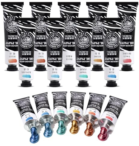 Paul Rubens Metallic Oil Paint Set, Artist-Grade 9 Colors*60ml Large Tubes, Professional Oil Based Paint for Canvas, Wood, High Saturation and Consistency, Art Supplies for Artists, Beginners