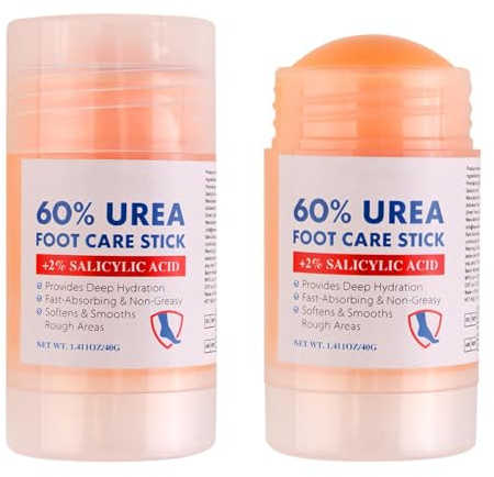 Fußcreme für sehr trockene und geschädigte Füße mit Urea, 60 %, intensive Reparaturpflege für rissige Fersen, Risse und sehr trockene Haut, 2 Stück, weiche und feuchtigkeitsspendende Füße