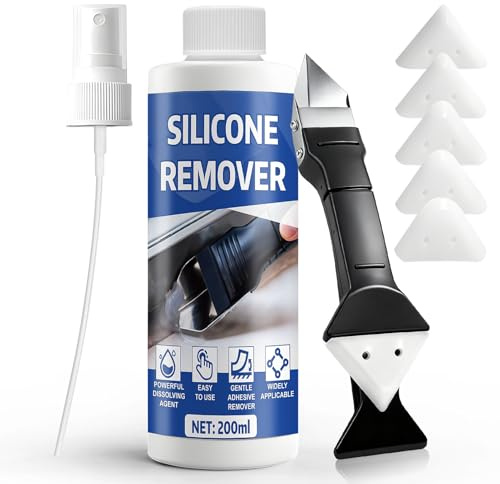 Miioto 200ml Rimuovi Colla, Rimuovi Silicone, Togli Silicone con Raschietto | Senza Residuo Rimuovi Etichette, Sciogli Silicone per Bagni, Cucine e Automobili
