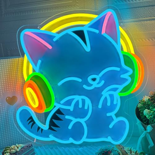 Katze Neon Schild Dimmbar Cat Neon Sign für Wanddekoration | USB-betrieben LED Neonlicht Schlafzimmer Spielzimmer Bar Geburtstagsfeier Geschenk für Mädchen Jungen und Katzenliebhaber