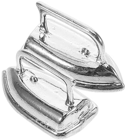 LRXIYODE Miniature Dollhouse Iron and Mini Ironing Table Set, 2pcs Vintage Silver Mini Clothes Iron Ornaments for Pretend Play and Dollhouse Furniture Décor