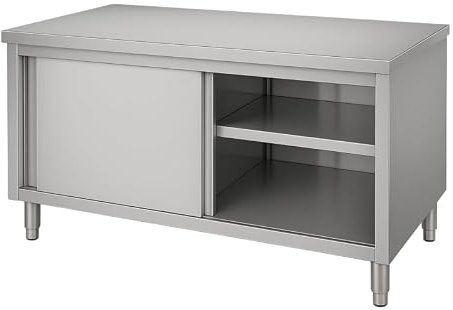 Générique Meuble Neutre INOX Central 1200 x 600 mm avec Portes Coulissantes