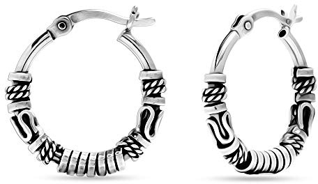 LeCalla Sterlingsilber-Schmuck Antiker balinesischer Perlen-Creolen-Ohrring für Teenager-Mädchen-Frauen