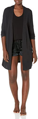 Amazon Essentials Cárdigan de Corte Holgado Ultraligero con Parte Delantera Abierta Mujer, Negro, XXL