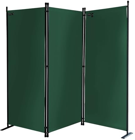 QUICK STAR Paravento da Giardino 170 x 165 cm 3 parti pieghevole Divisorio in Tessuto Protezione della Privacy Verde
