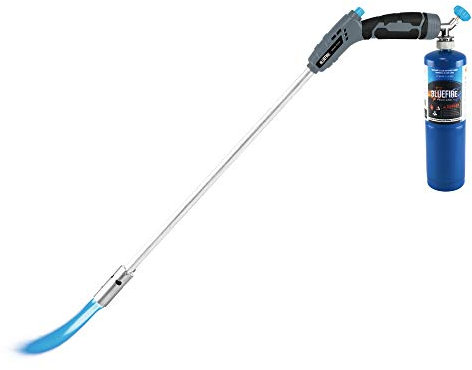 BlueFire 32“ Weed Torch, Propane Weeds Burner with Trigger Start on Top,1-Hand Operation,Garden Weeds Control,Ice Melting,Outdoor Cooking Grill,Campfire Charcoal Starter, MAPP MAP PRO Gas Compatible