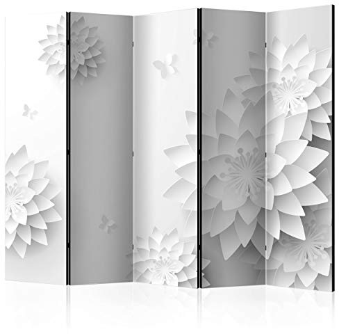 decomonkey Paravent Raumteiler Innen Blumen, 225x172 cm, 5-teilig, Abstrakt | Einseitig, Wohnzimmer, Room Divider, Wall, Raumteiler Stehend, Trennwand, Sichtschutz, Spanische Wand, Sichtschutzwand, Holz