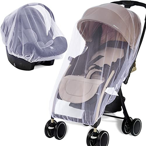 Zanzariera per bambini, 2 pezzi, adatta per passeggini, seggiolini auto, protezione ultra fine, perfetta contro zanzare, api, insetti volanti (bianco)