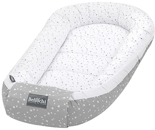 Bellochi Growing in style Premium Babynestchen Neugeborene - Nestchen Baby 90x60x12cm - 100% Baumwolle - Baby Nest, Baby Nestchen Junge, Baby Nestchen Mädchen, Baby Zubehör - Polaris