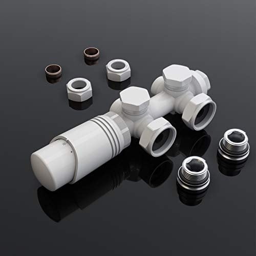 SONNI Valvola per Termosifone, Valvola di Radiatore o Riscaldamento, Termostato Bianco, per Connessioni Centrali da 50 mm, Componenti Accessori per Radiatore