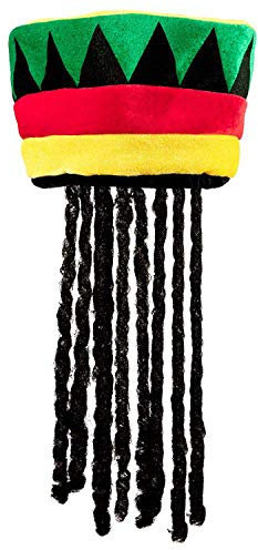 Boland 82018 - Mütze Rastaman mit Dreadlocks, für Erwachsene, Jamaika-Mütze, Hut mit Zöpfen, Unisex, Karneval, Fastnacht, Fasching, Halloween, Mottoparty