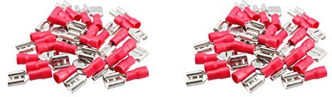 3mm Female Red Electrical Cable Wire Spade Terminals Crimps Connectors 50pc