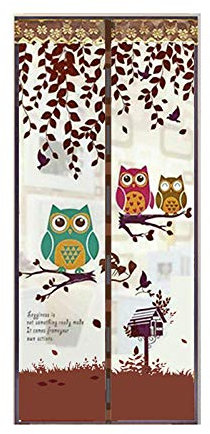 ZJXSNEH Porta Zanzariera Tenda Zanzariera Estiva Cifratura Zanzariera Magnetica Gufo Marrone 90X210cm