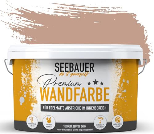 SEEBAUER diy Wandfarbe Rot 2,5L für Innen (No. 306 Canadian Forest) Edelmatte hellrote Innenfarbe - Rottöne sehr hohe Deckkraft - Matt, Abwaschbar und Tropffrei