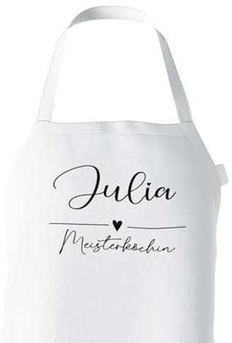 Zarto Personalisierte Geschenke Frauen - Coole Geschenkideen für Frauen gesucht? Personalisiere Deine Kochschürze Damen weiß als Schürze zum Kochen Backen - Küchenschürze Frauen/Mädchen