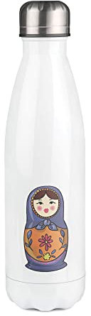 Bouteille Isotherme blanche au motif Poupee russe 2
