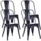 Duhome Metallstuhl Bistrostuhl 4er Set aus Eisen Esszimmerstuhl mit Rückenlehne, Stapelbare Küchenstühle, Schwarz
