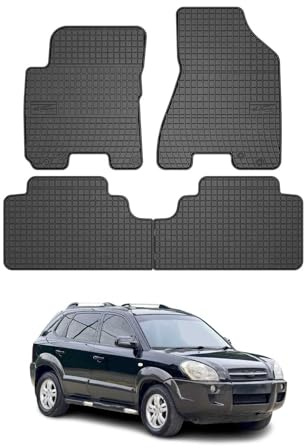 OMAC Gummi Fußmatten kompatibel mit Hyundai Tucson 2004-2009 Automatten Gummi Schwarz 4tlg