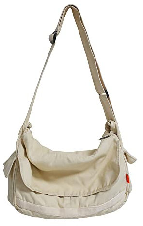 Vintage Canvas Messenger Bag für Männer Frauen Crossbody Bag Satchel Schultertasche Harajuku Streetwear, Weiss/opulenter Garten