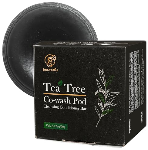 BEAUT'E SEOUL Tea Tree Conditioner Bar for Curly Hair, 90g - Activated Charcoal Cleansing Formula, Deep Conditioning Hair Mask, Dandruff Scalp Treatment, Cowash Bar