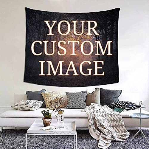 UOKIIYUA Personalisierter Fototeppich, individuelles Hintergrundbanner mit Ihrem Bild und Text, Hochzeitsfeier, Familiengedenkgeschenk 150x150cm