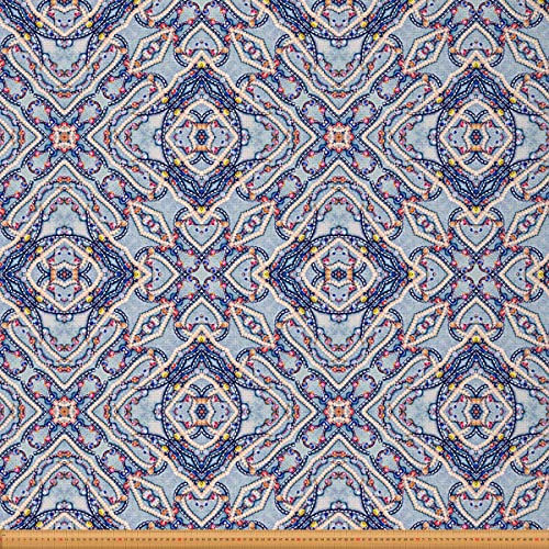 Loussiesd Orientalischer exotischer Stoff Meterware Traditioneller Heller Perlenmuster Möbelstoff für Stühle und Heimwerkerprojekte Bunter dekorativer wasserdichter Stoff 460x150cm