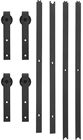 4m / 13.1ft Scheune Holzschiebetür-Schienen-Kit,Barn Sliding Wood Door System Kit 4 m Doppeltür-Schiebetür-Hardware-Zubehör Holzschiebetür-Schienen-Kit, für Lagerschränke