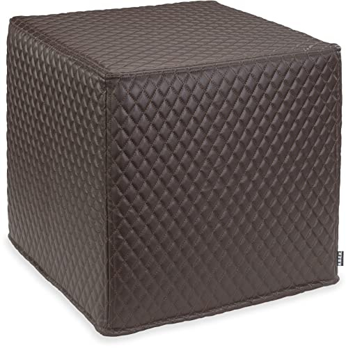 H.O.C.K. Matteo Hocker eckig Sitzwürfel 45x45x45cm Kunstleder braun und Taupe (45x45x45cm, braun)