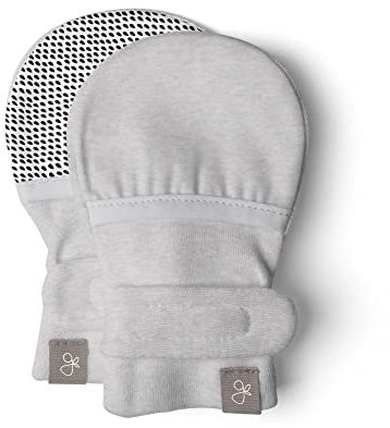 Goumi Babyhandschuhe, kratzfeste Fäustlinge für Neugeborene, organische weiche Stay-On-Handschuhe, Sturmgrau (normal), 3-6 Monate