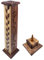 Räuchergefäß (Räuchergefäß) Turm aus Holz, handgeschnitzt in Indien, Rauten-Design, 30 x 8 x 8 cm, Gewicht 190 g, Räucherstäbchenhalter aus Holz