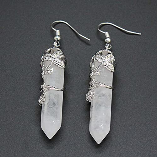 MIDJ Frauen Ohrringe, Damenohrringe Hängender Bergkristall-Anhänger-Ohrring Chakra-Energie Rose Wrapped Stone Drop Dangle Ohrringe Für Damen Mädchen Charm Schmuck