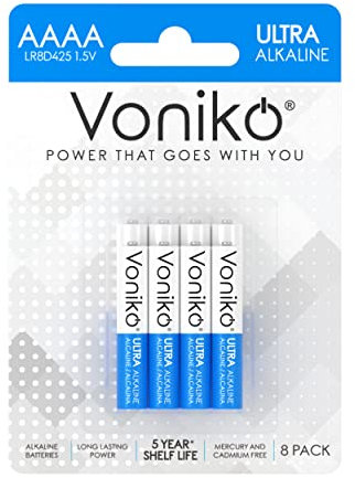 Voniko – Premium Grade AAAA Batteries (8 Pack) – Ultra Long Lasting, 5-Year Shelf Life, Leakproof 1.5V AAAA Alkaline Battery Cameras, Glucose and Stylus Pens, and More
